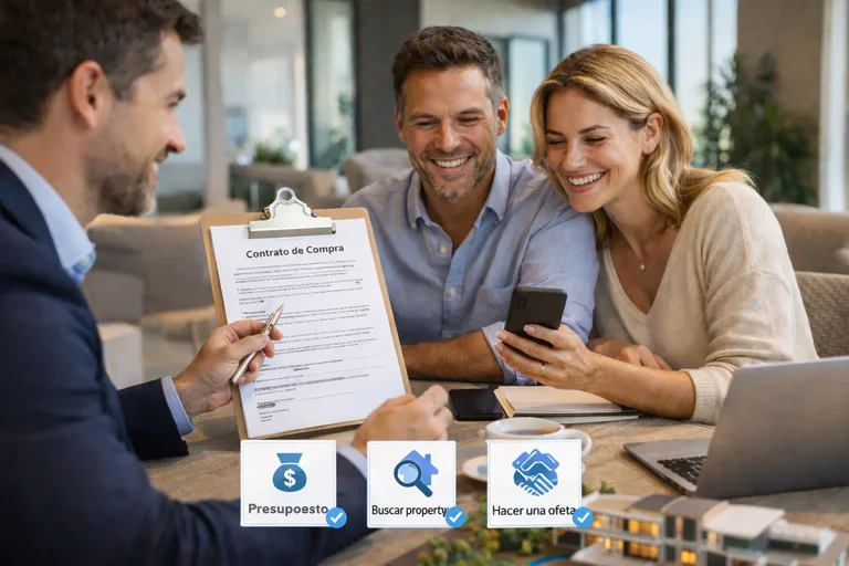 Mano sosteniendo una maqueta de casa con una llave, simbolizando la compra de una propiedad
